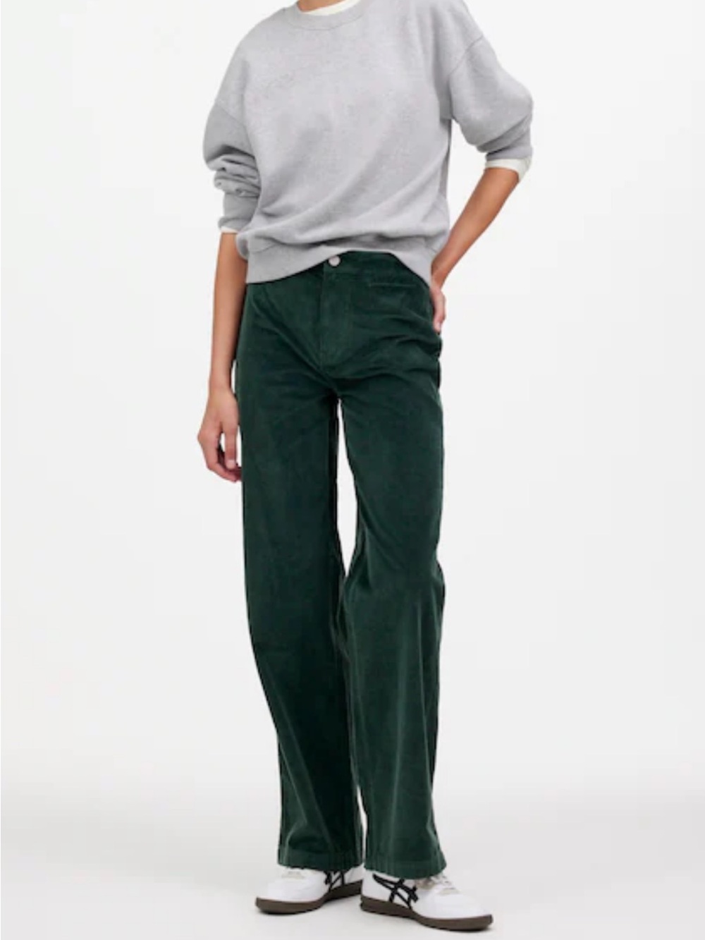 Madewell the Emmett Dark Green Corduroy Wide Leg Pants